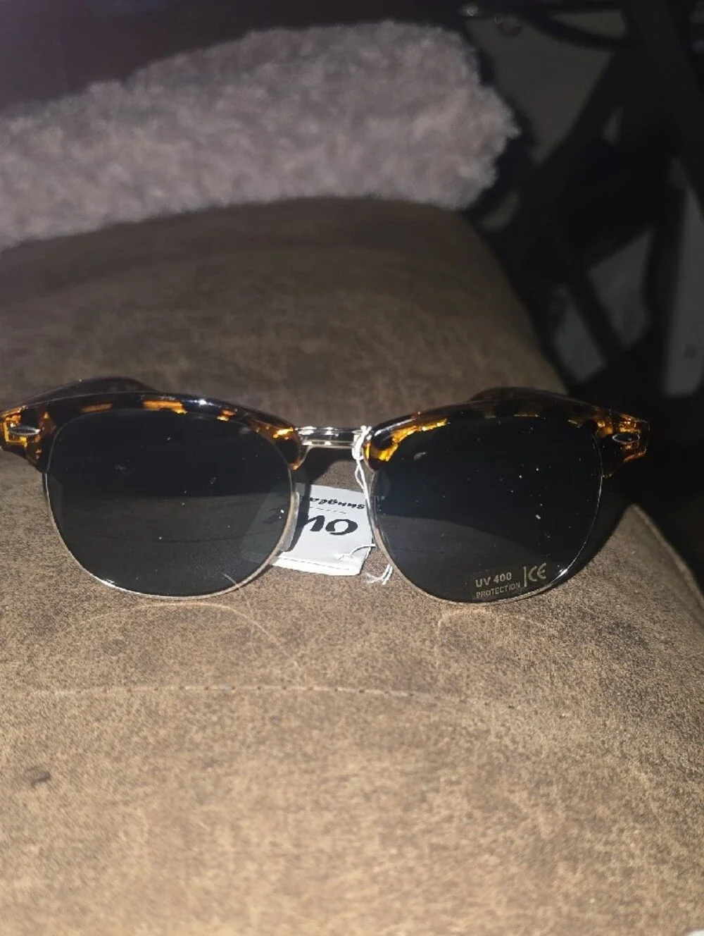 NWT OWL Retro Clubmaster Sunglasses Tortoise Gold Browline UV400